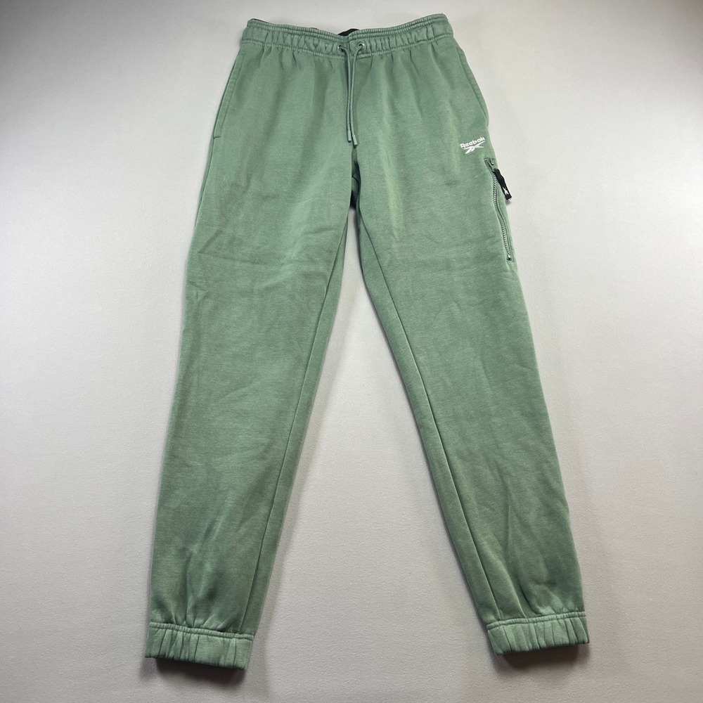 Reebok Sweat Jogger Pants Womens S Olive Green Fleece Lined Athleisure Running